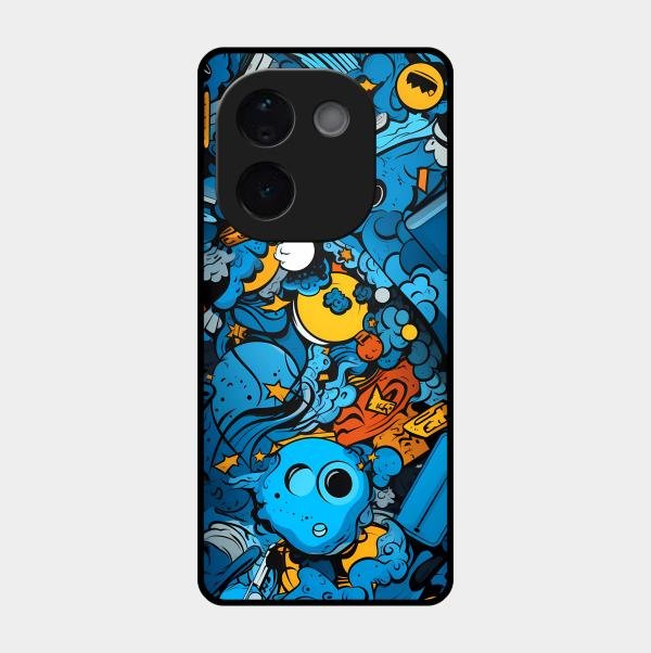 Cosmic Doodle Blast Metal Case Cover For iQOO - ShopOnCliQ
