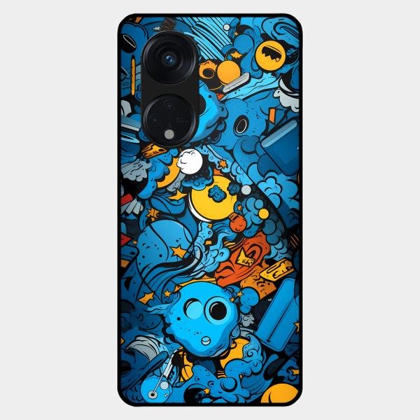 Cosmic Doodle Blast Metal Case Cover For Oppo - ShopOnCliQ