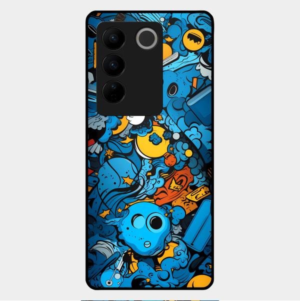 Cosmic Doodle Blast Metal Case Cover For Vivo - ShopOnCliQ