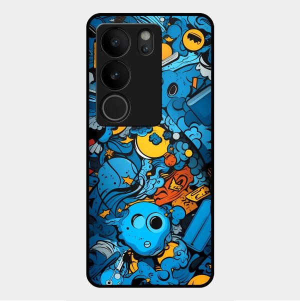 Cosmic Doodle Blast Metal Case Cover For Vivo - ShopOnCliQ