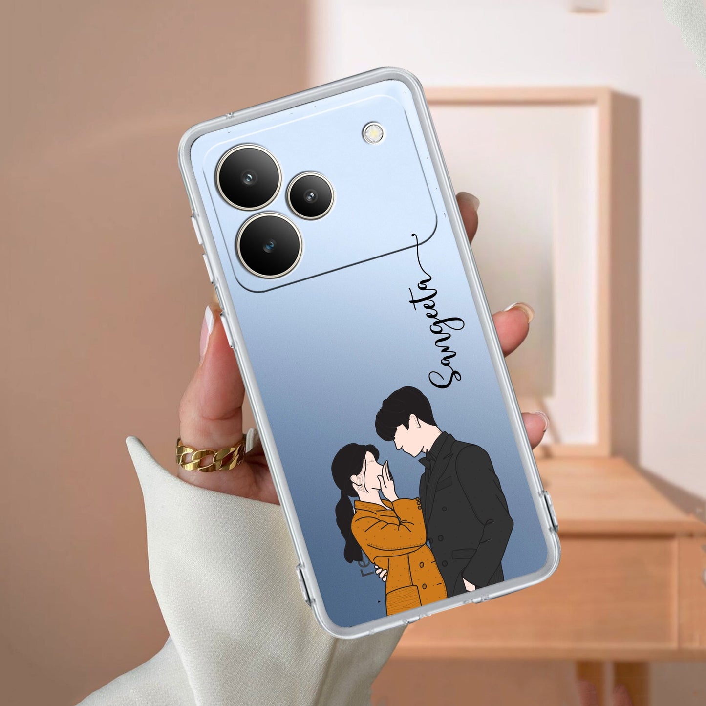 Couple Customize Transparent Silicon Case For Realme/Narzo