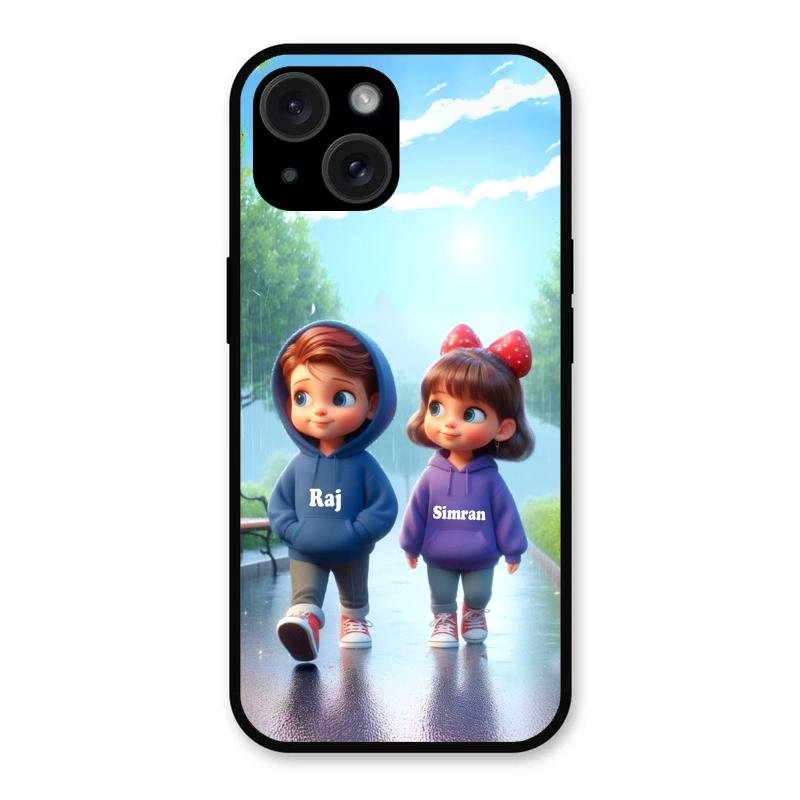 Couple Glass Case Cover For iPhone 15 Plus
