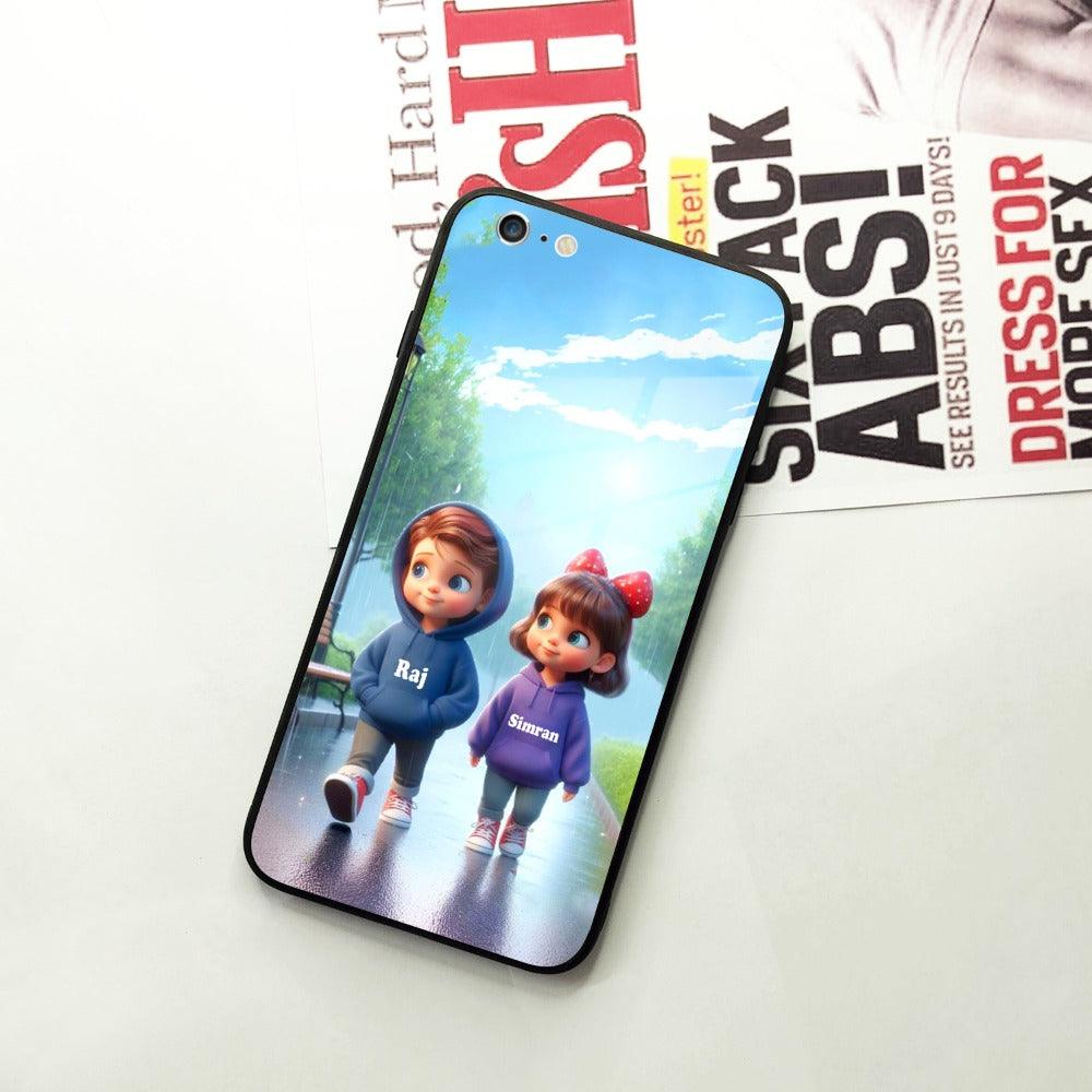 Couple Glass Case Cover For iPhone