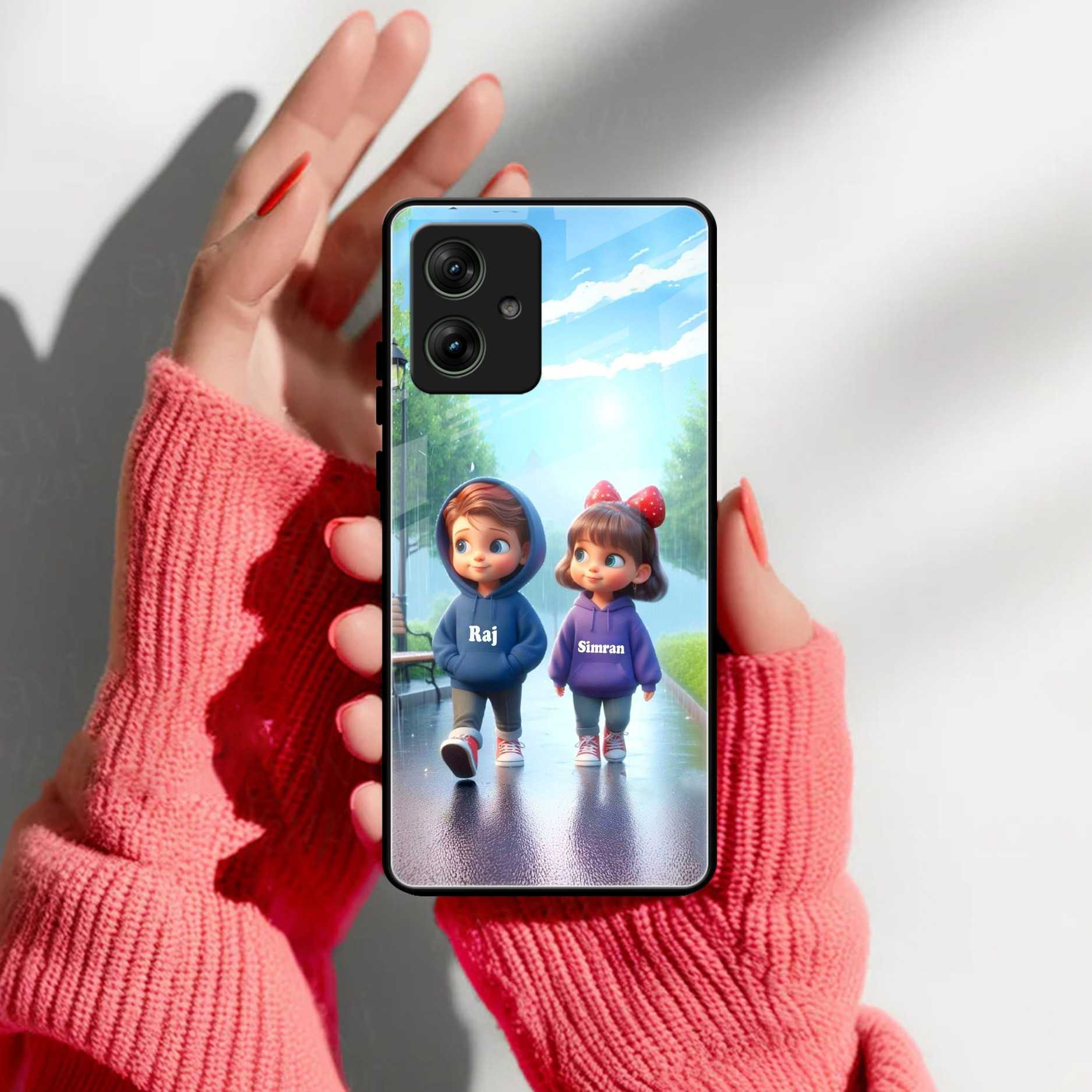 Couple Glass Case Cover For Motorola