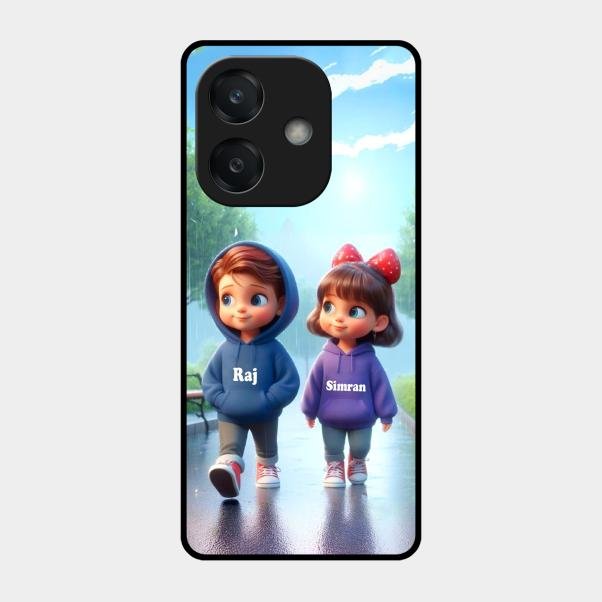 Couple Glass Case Cover For Oppo A3X 5G