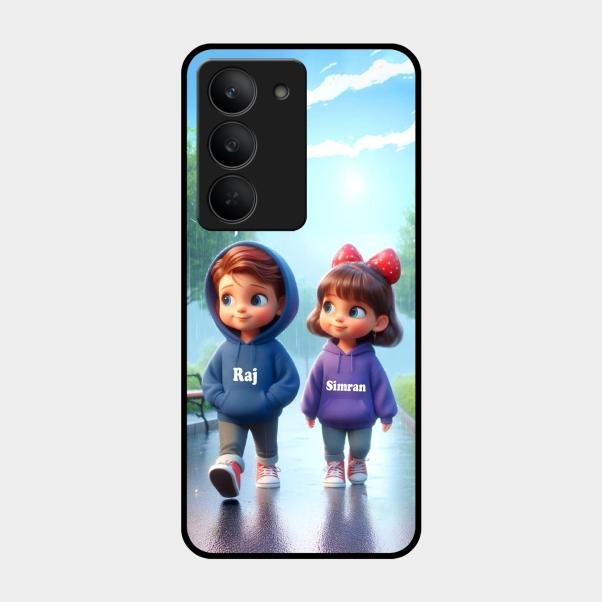 Couple Glass Case Cover For Realme 14X 5G