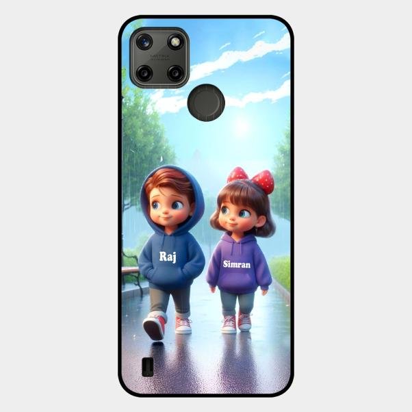 Couple Glass Case Cover For Realme C25Y