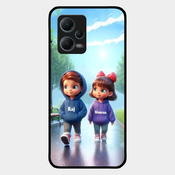 Couple Glass Case Cover For Redmi Note 12 5G