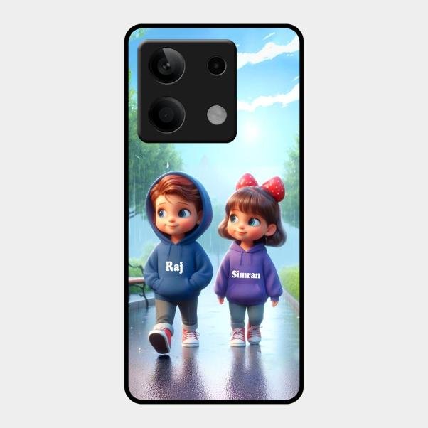 Couple Glass Case Cover For Redmi Note 13 5G