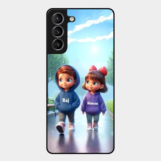 Couple Glass Case Cover For Samsung Galaxy S21 Plus