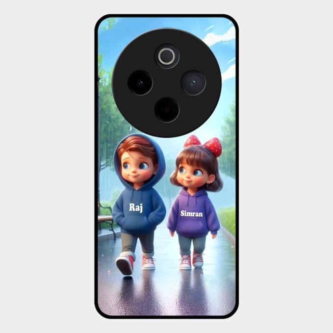 Couple Glass Case Cover For Vivo T4 5G