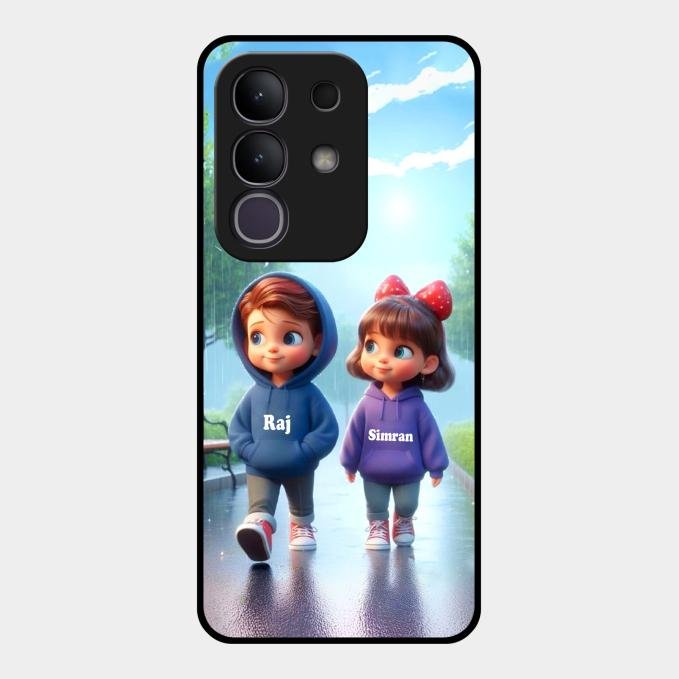 Couple Glass Case Cover For Vivo T4X 5G