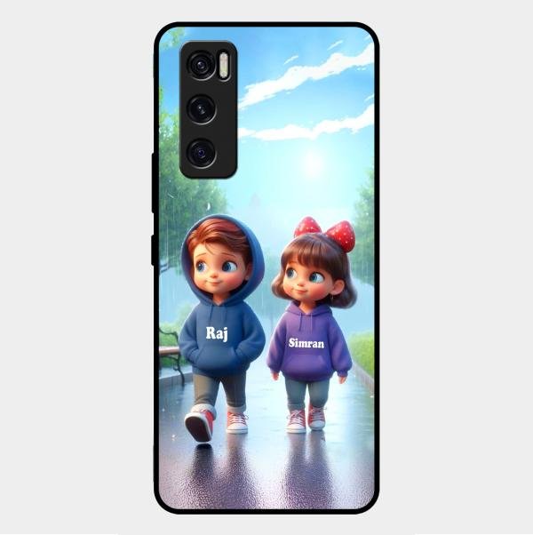 Couple Glass Case Cover For Vivo V20 Se