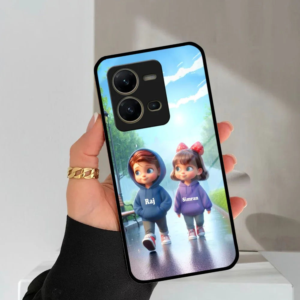Couple Glass Case Cover For Vivo - ShopOnCliQ