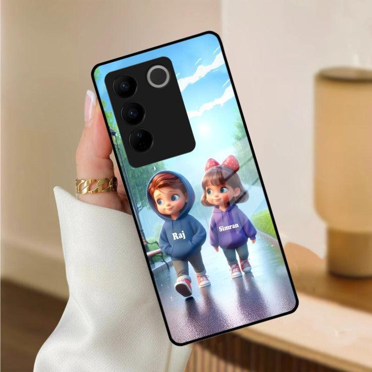 Couple Glass Case Cover For Vivo - ShopOnCliQ