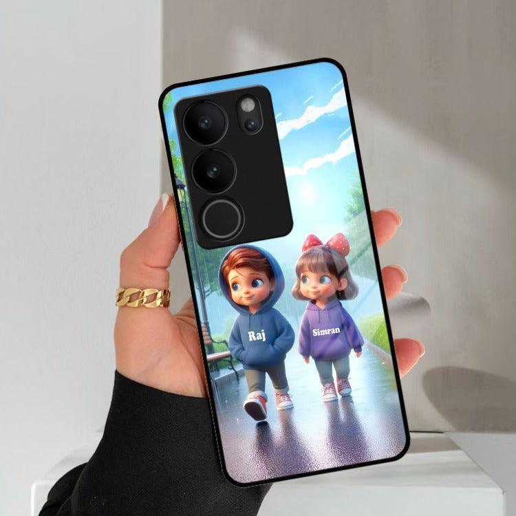 Couple Glass Case Cover For Vivo - ShopOnCliQ