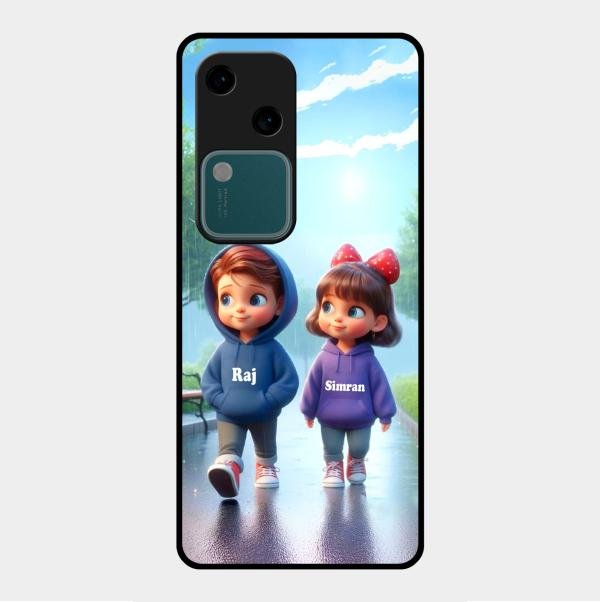 Couple Glass Case Cover For Vivo V30 5G