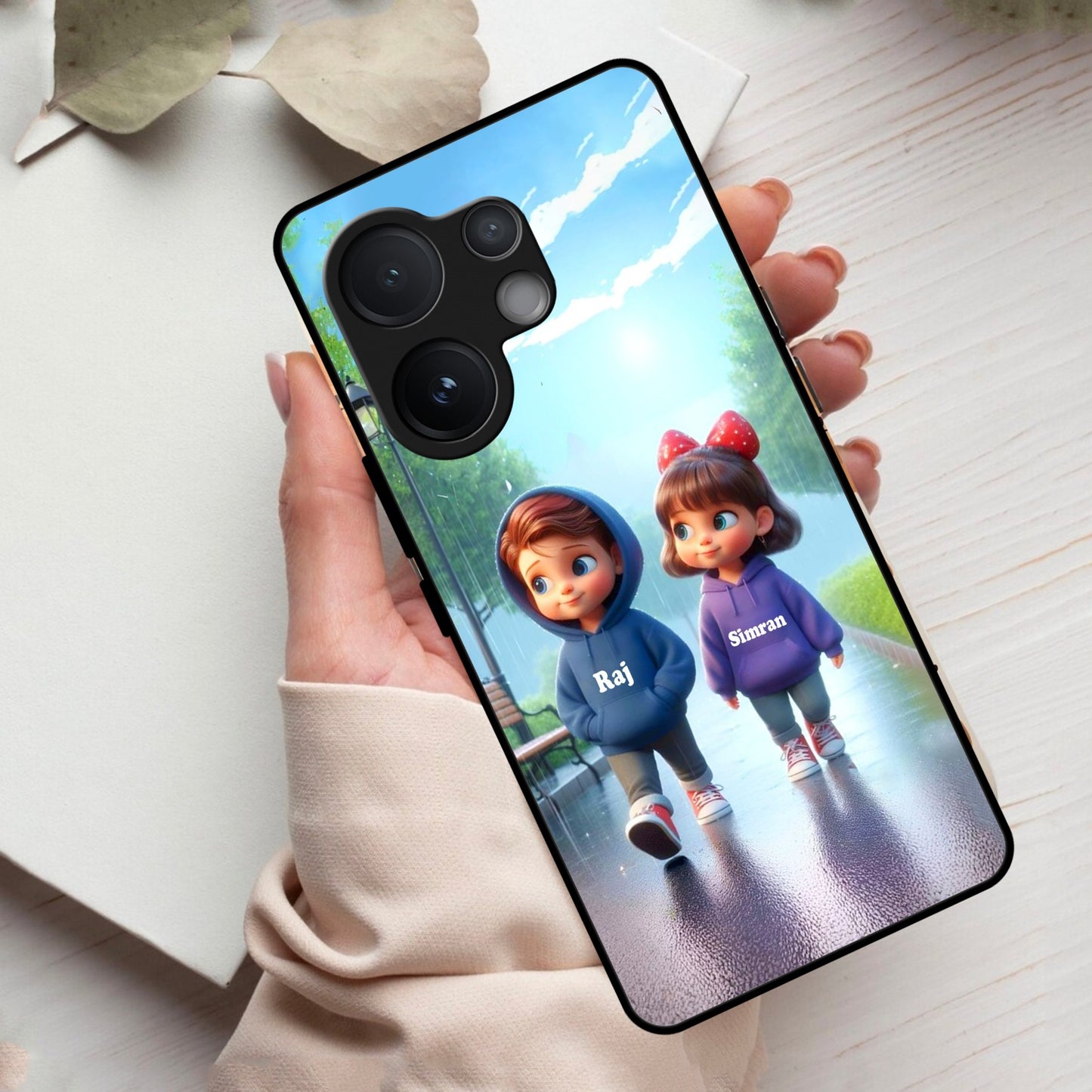 Couple Glass Case Cover For Vivo