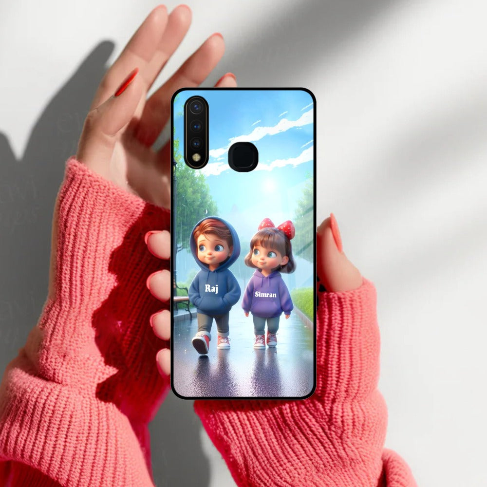 Couple Glass Case Cover For iQOO