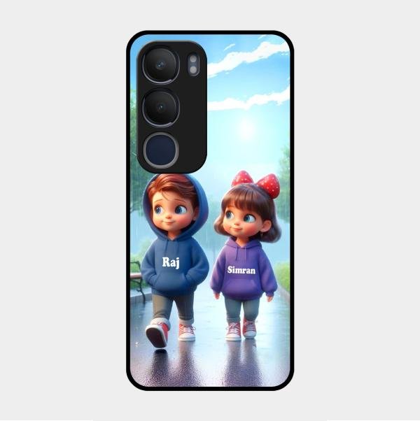 Couple Glass Case Cover For Vivo Y29 5G