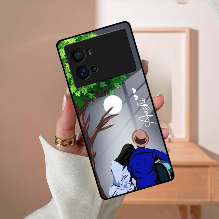 Couple Glass Case Cover For iQOO