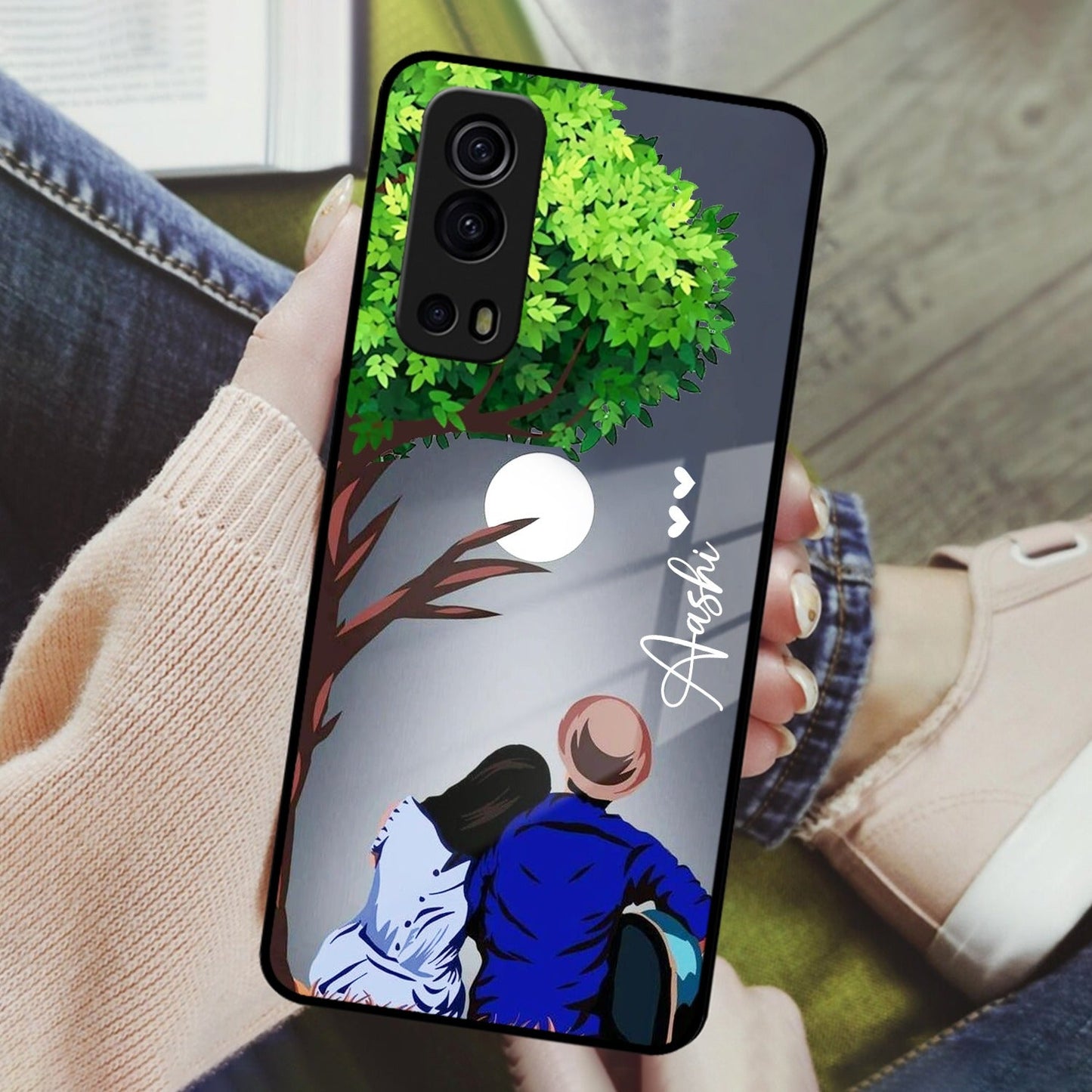 Couple Glass Case Cover For iQOO