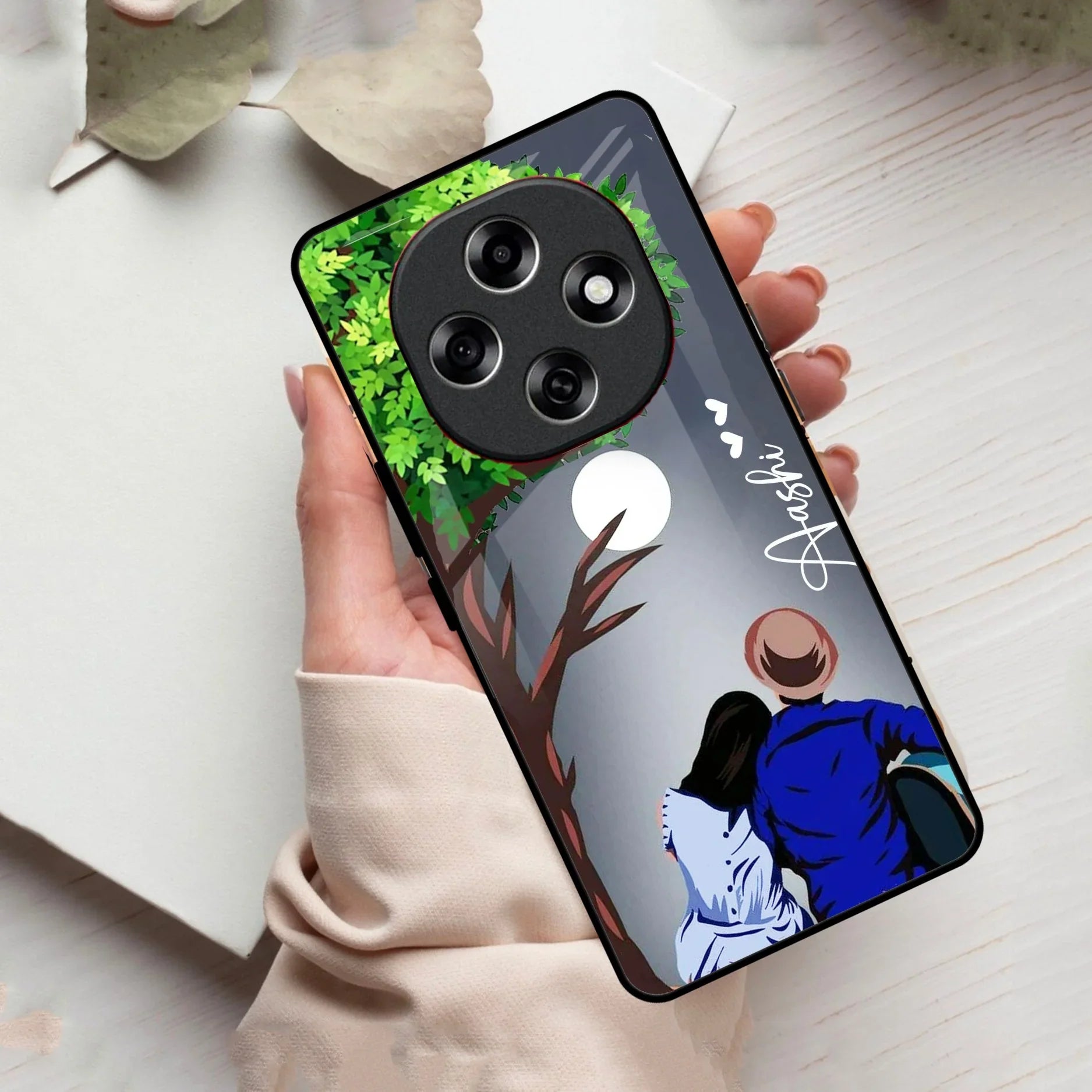 Couple Glass Case Cover For Oppo
