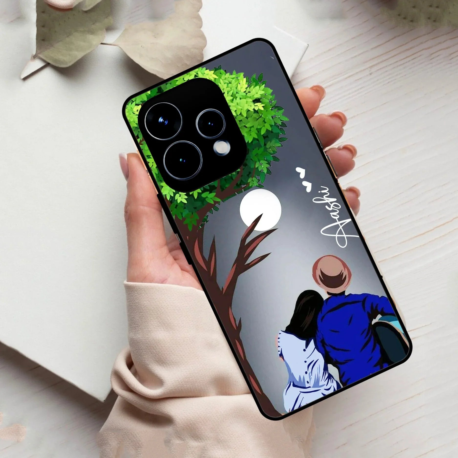 Couple Glass Case Cover For Oppo