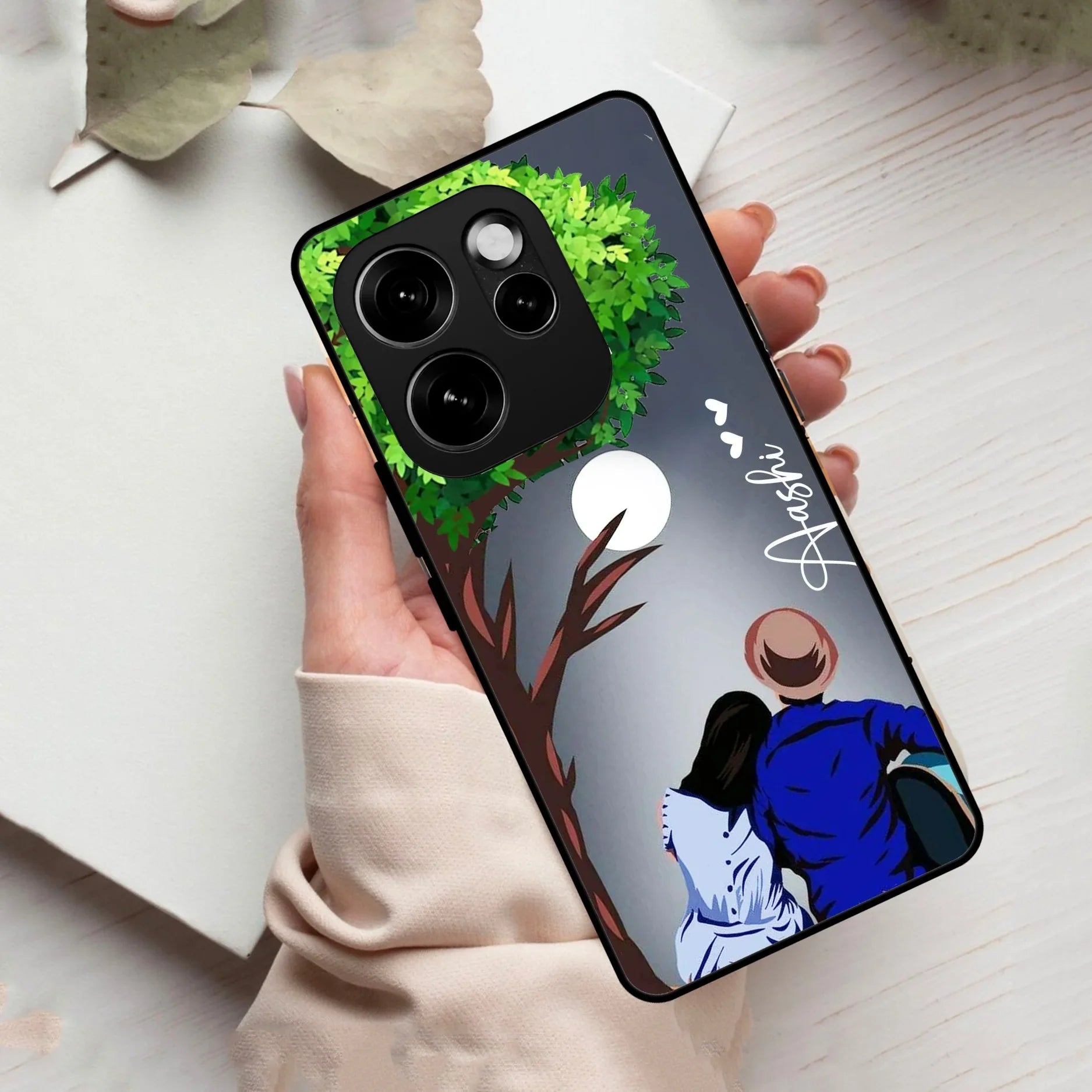 Couple Glass Case Cover For Oppo