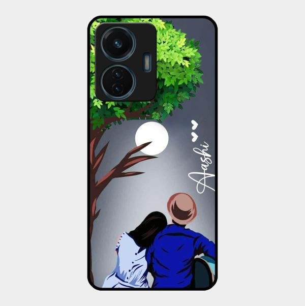 couple glass case cover v2 for Vivo T1 44W 4G
