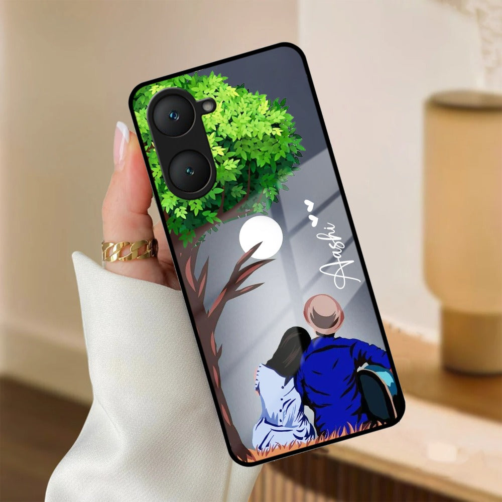 Couple Glass Case Cover For iQOO