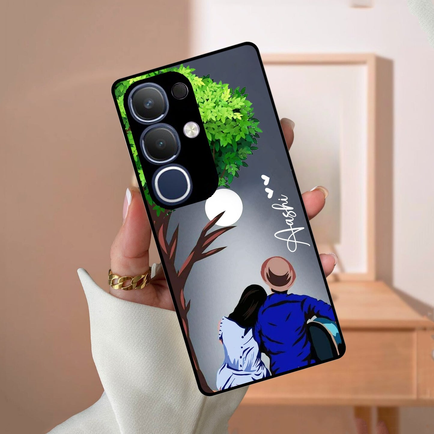 Couple Glass Case Cover For Vivo