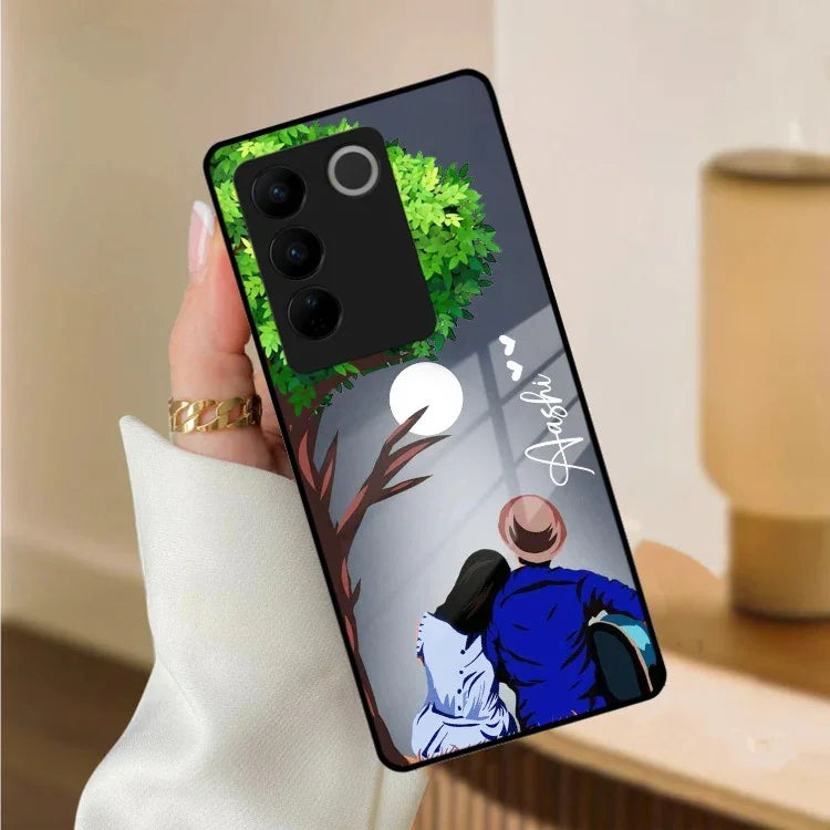 Couple Glass Case Cover For Vivo - ShopOnCliQ