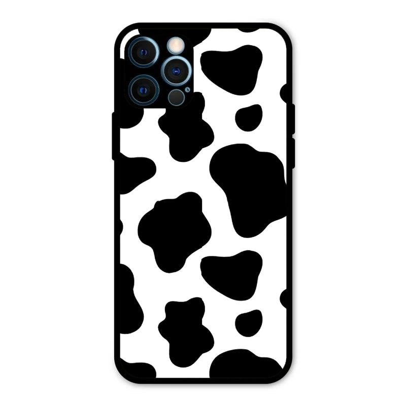 Cow Print Glass Phone Case And Cover For iPhone 12 Pro