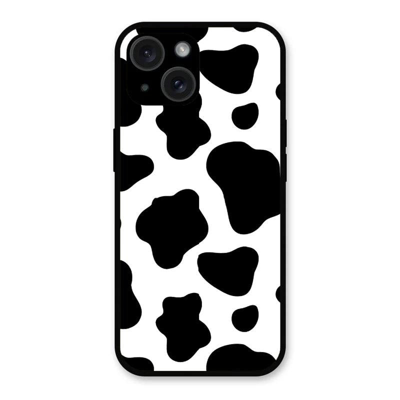 Cow Print Glass Phone Case And Cover For iPhone 15 Plus