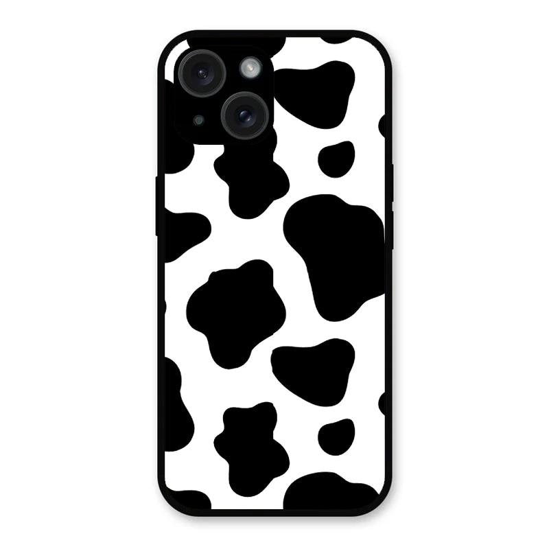 Cow Print Glass Phone Case And Cover For iPhone 15