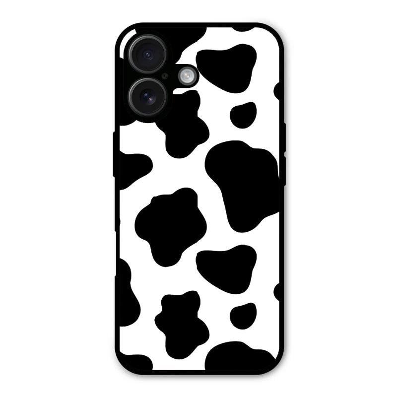 Cow Print Glass Phone Case And Cover For iPhone 16 Plus