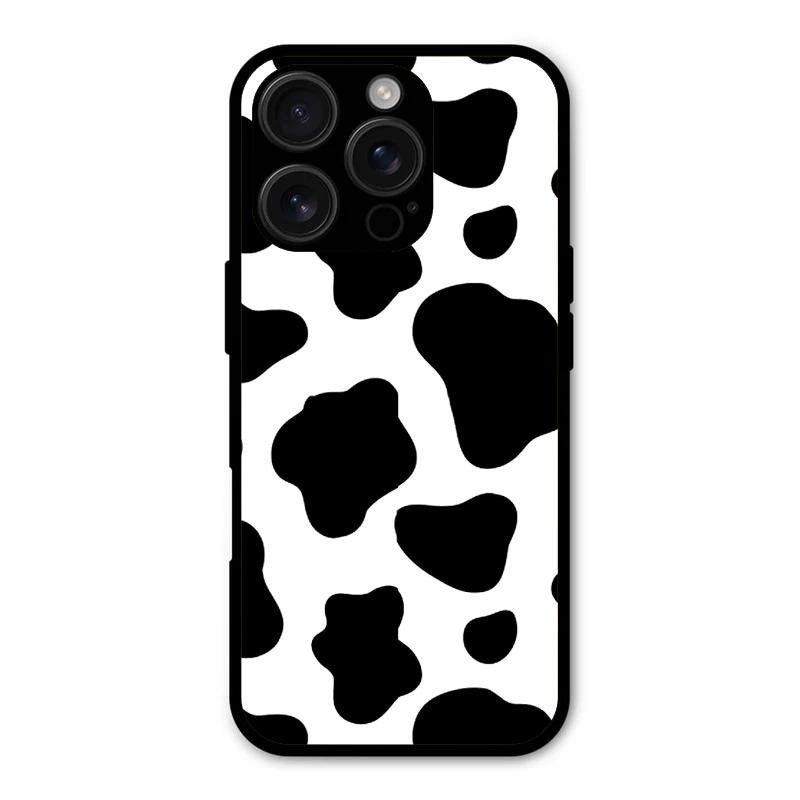 Cow Print Glass Phone Case And Cover For iPhone 16 Pro Max