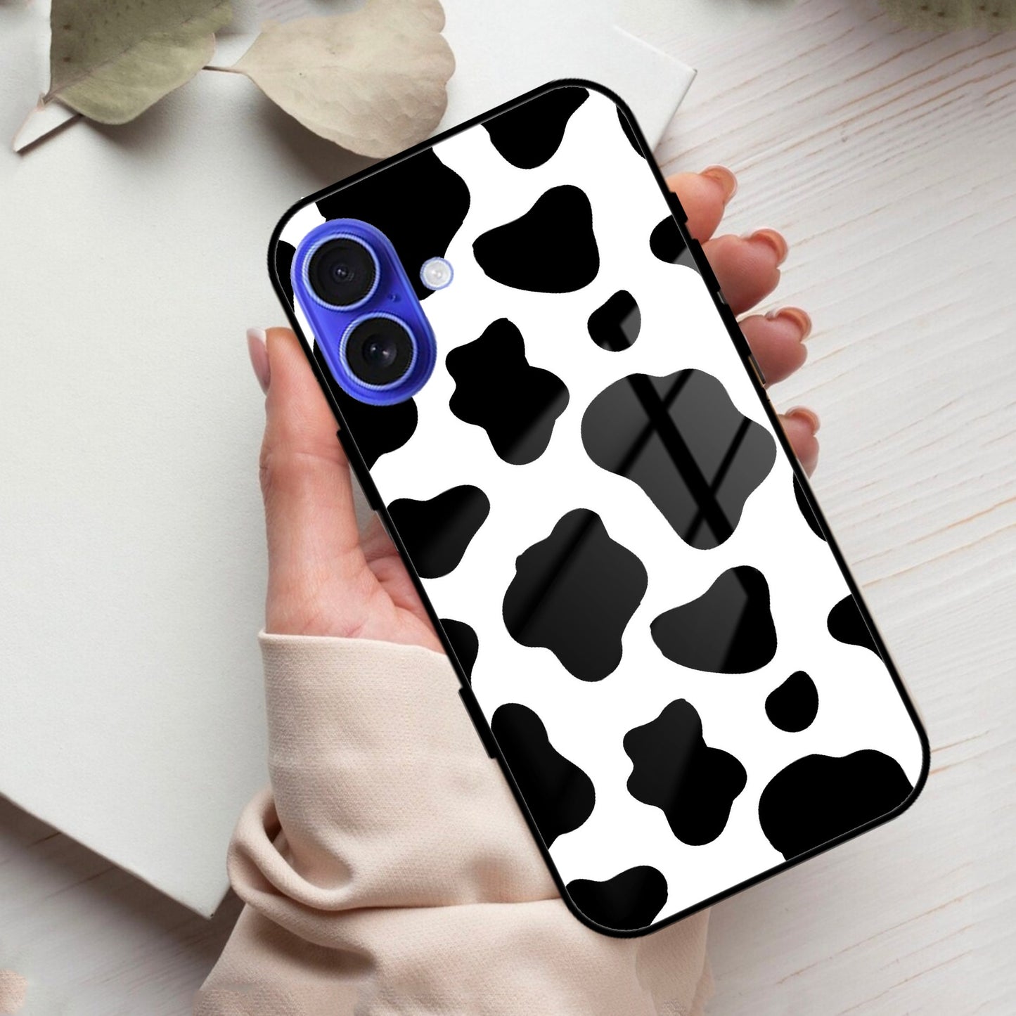 Cow Print Glass Phone Case Cover For iPhone