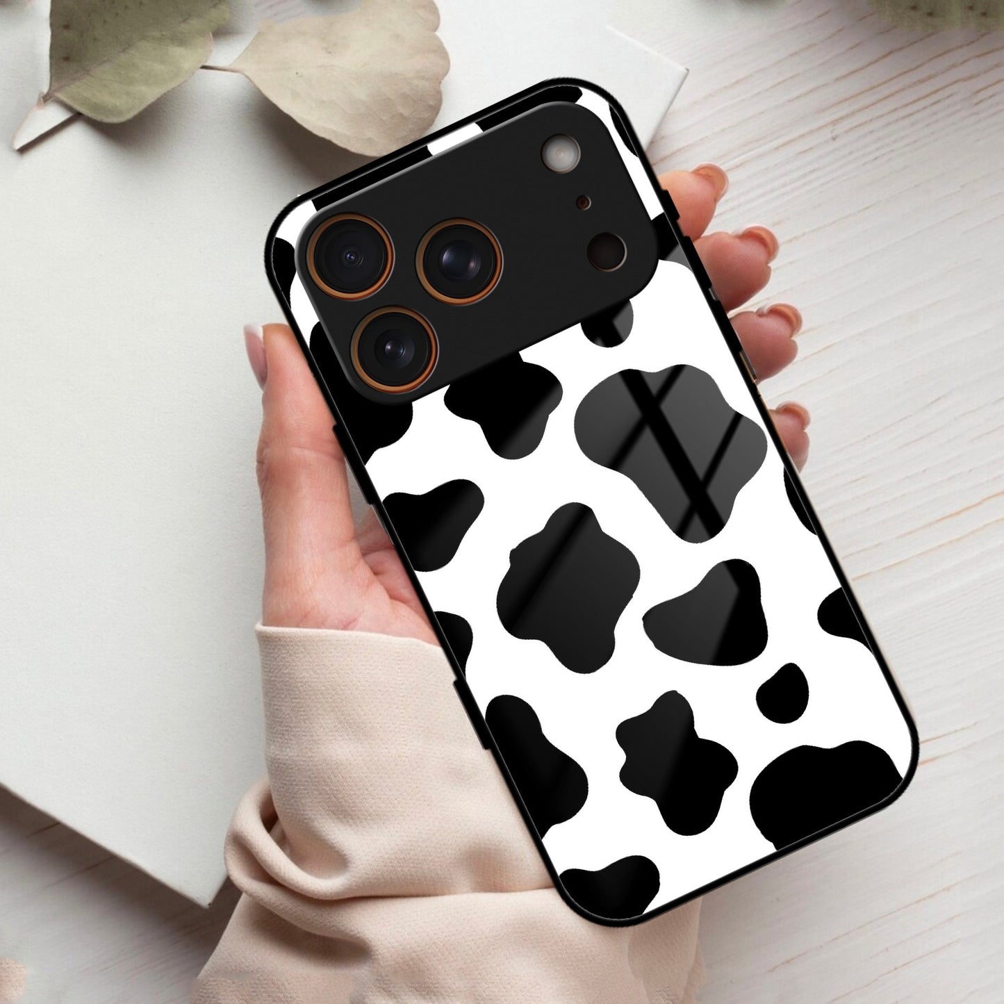 Cow Print Glass Phone Case Cover For iPhone
