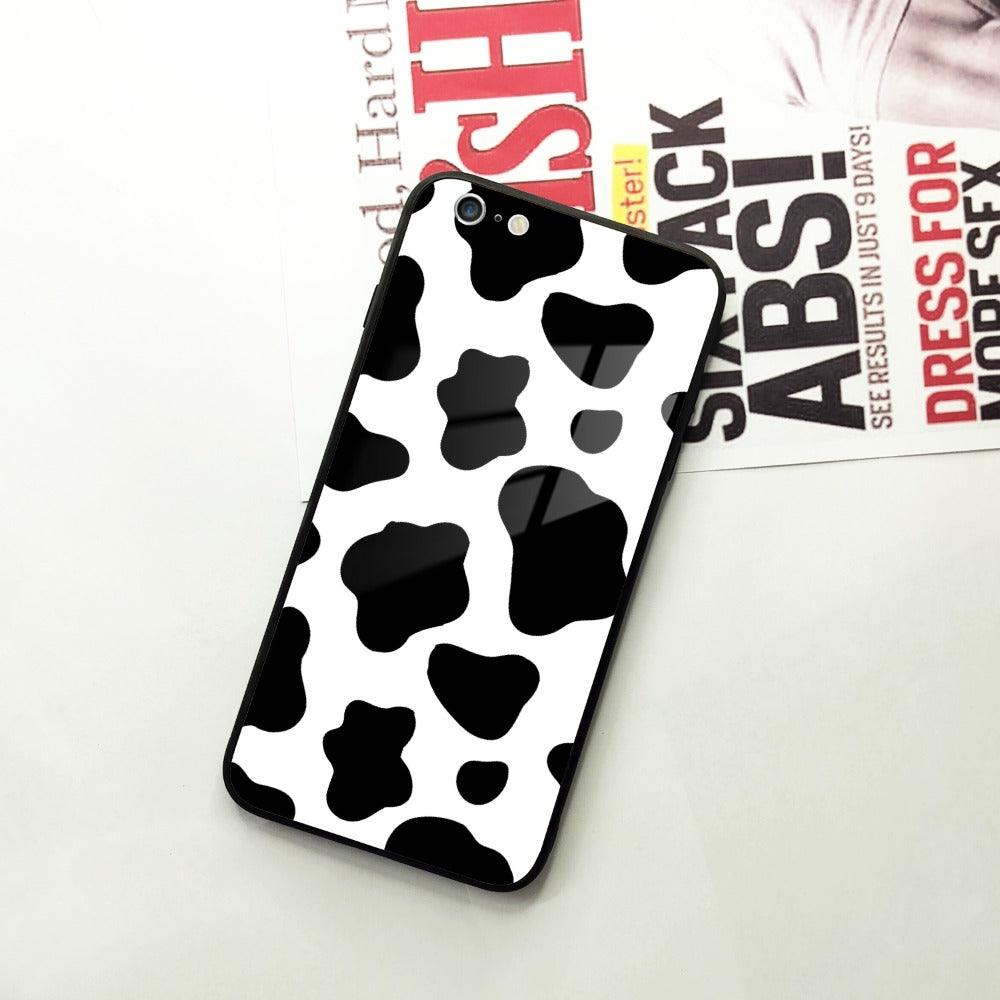 Cow Print Glass Phone Case Cover For iPhone