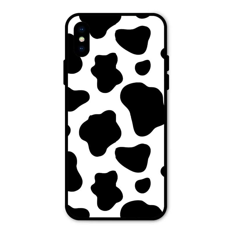Cow Print Glass Phone Case And Cover For iPhone XS