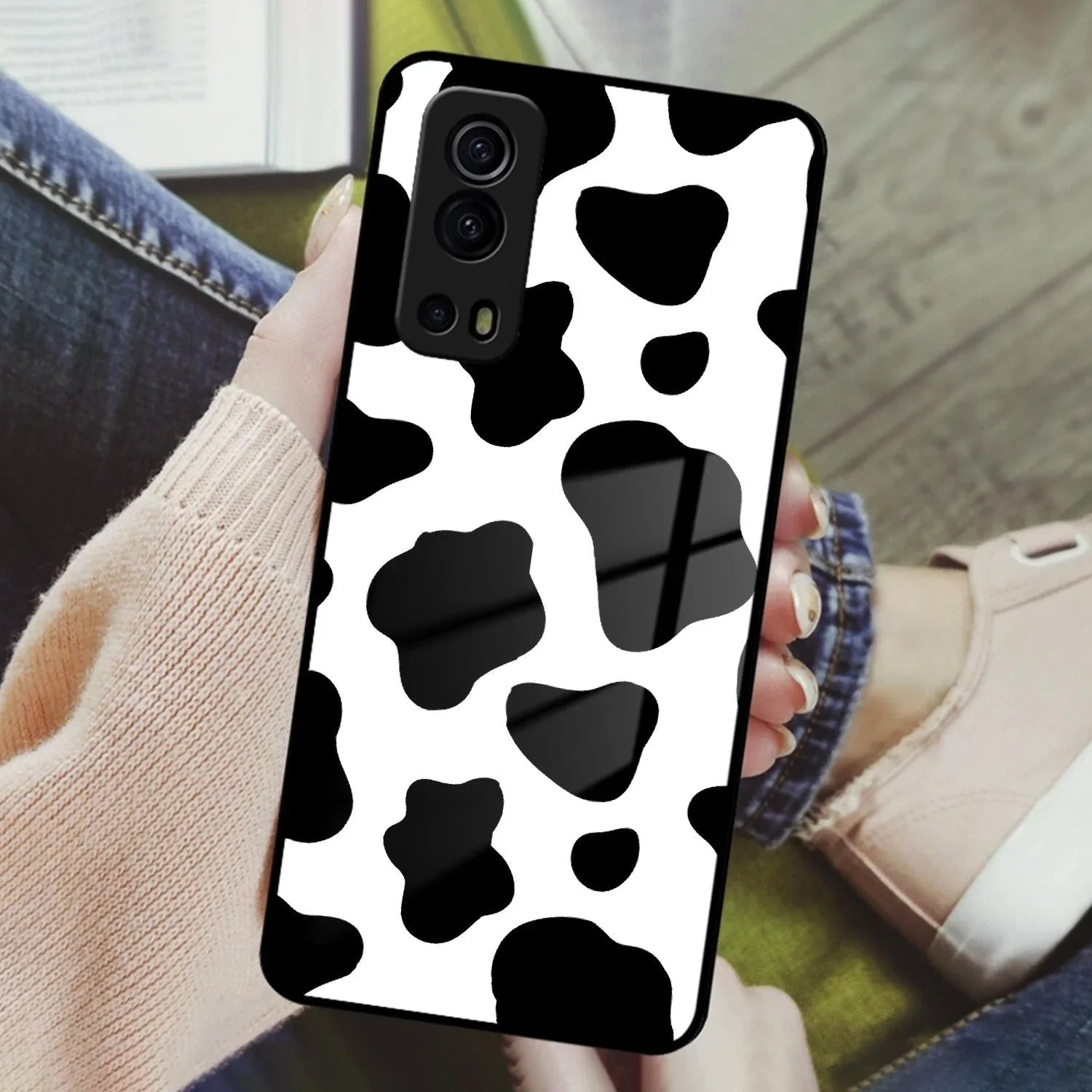Cow Print Glass Phone Case And Cover For iQOO - ShopOnCliQ
