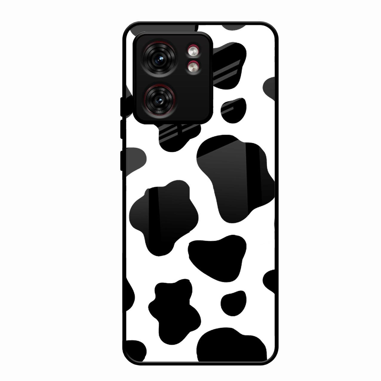 Cow Print Glass Phone Case And Cover For Motorola Edge 40