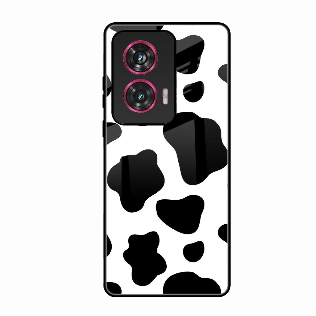 Cow Print Glass Phone Case And Cover For Motorola Edge 50 Fusion 5G