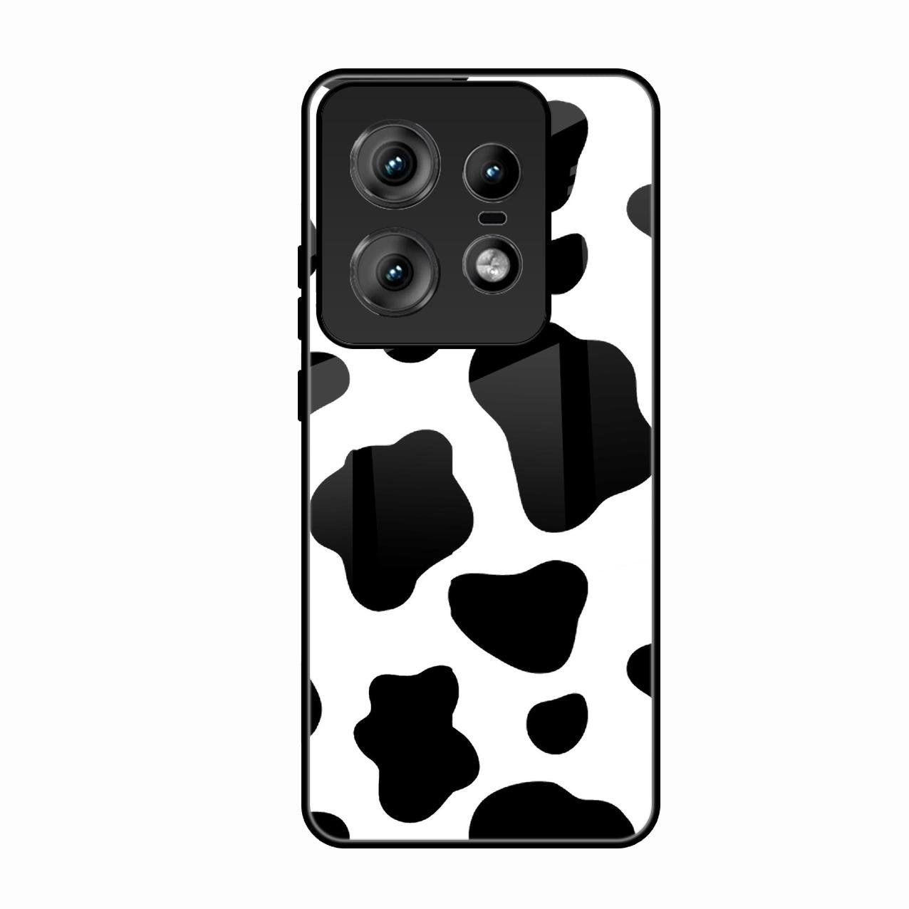 Cow Print Glass Phone Case And Cover For Motorola Edge 50 Pro