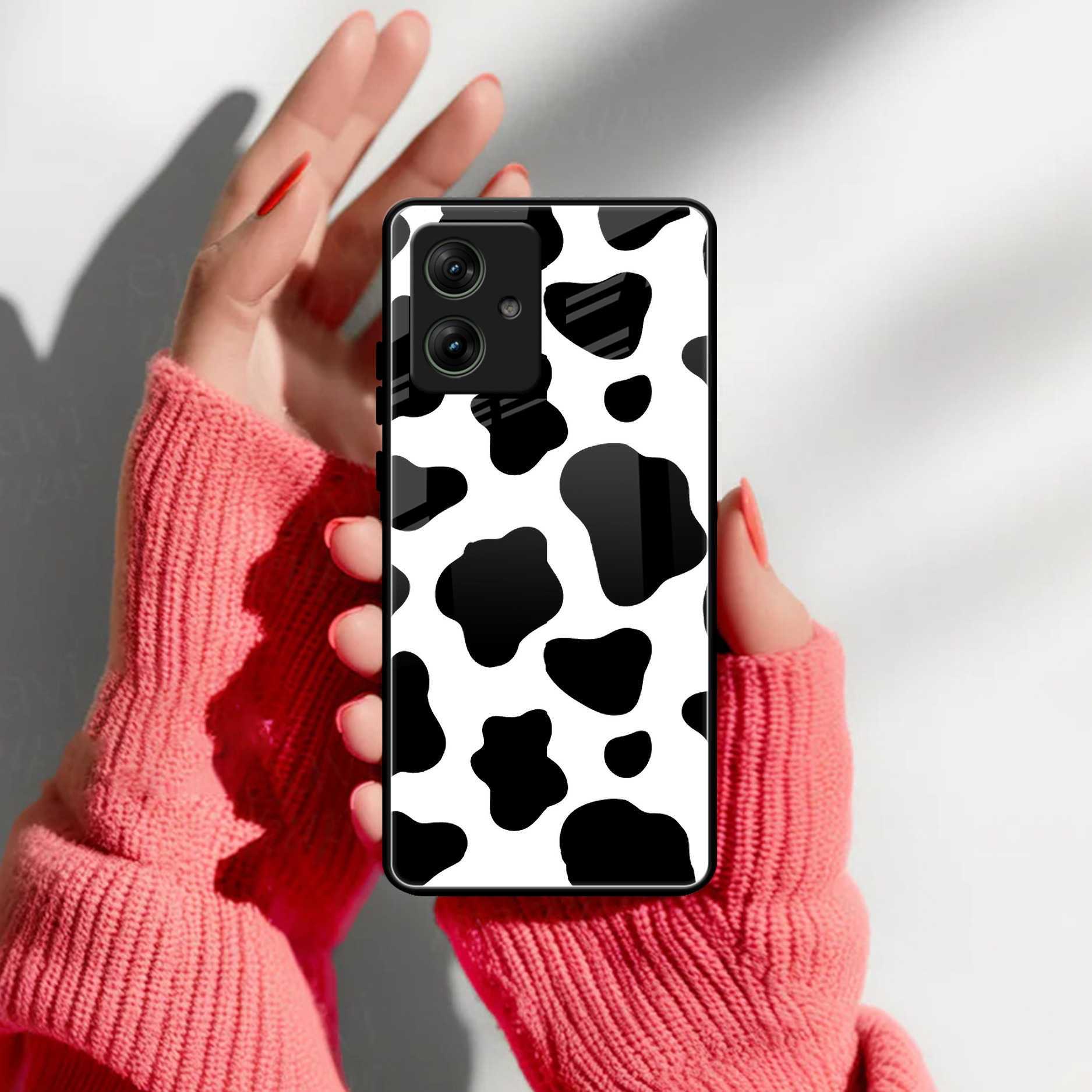 Cow Print Glass Phone Case Cover For Motorola