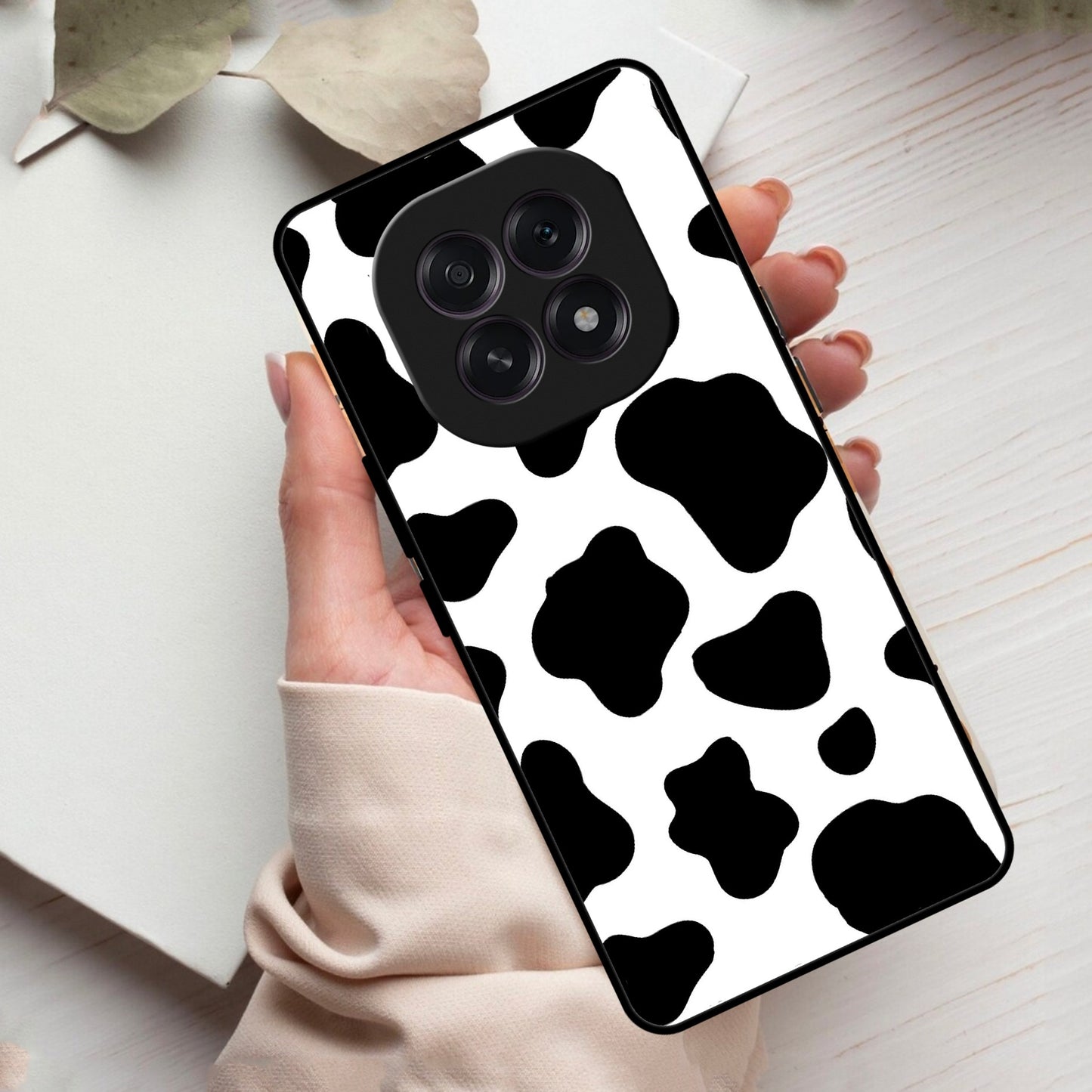Cow Print Glass Phone Case And Cover For Oppo