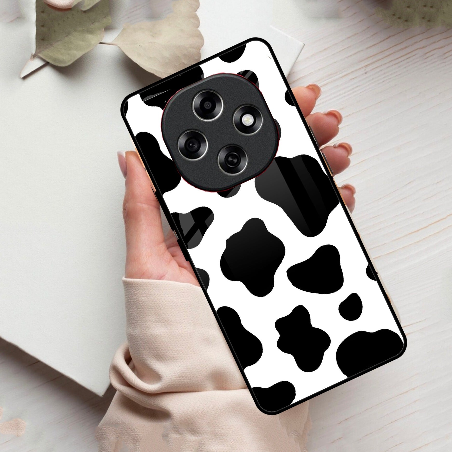 Cow Print Glass Phone Case And Cover For Oppo