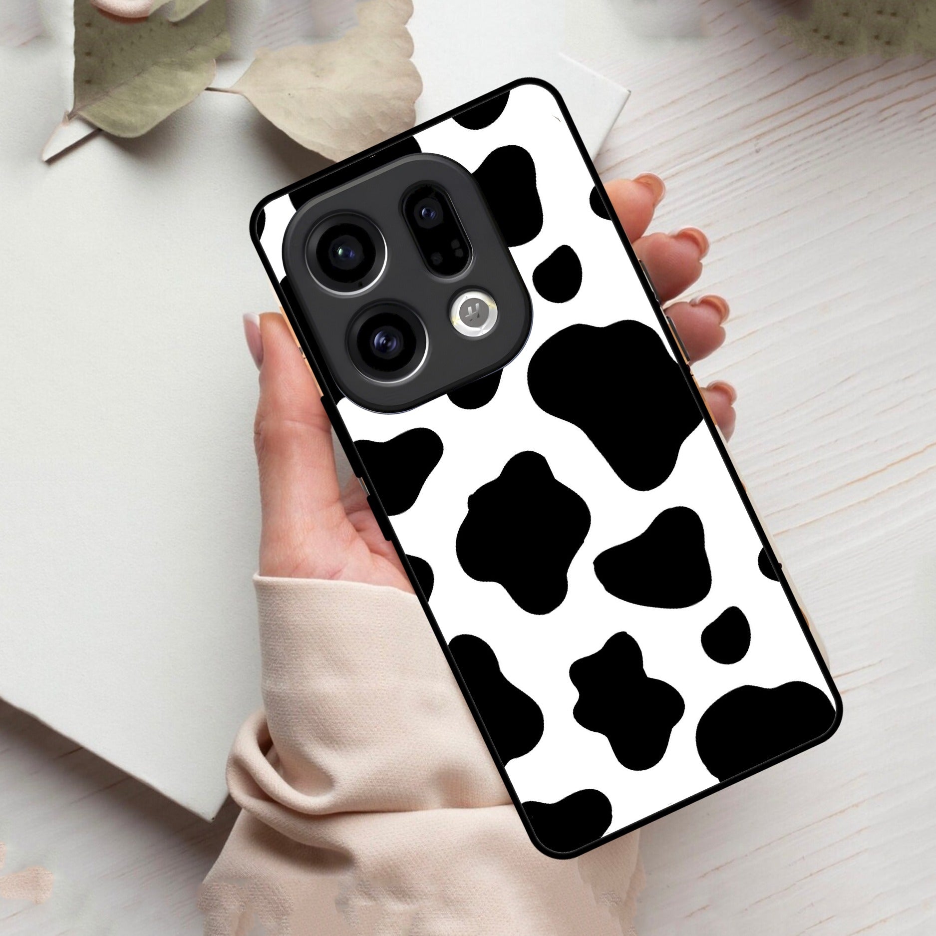Cow Print Glass Phone Case And Cover For Oppo